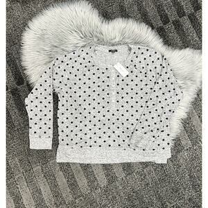 Alfani Intimates Grey Dots Sweater‎ Accented With Buttons Size XL